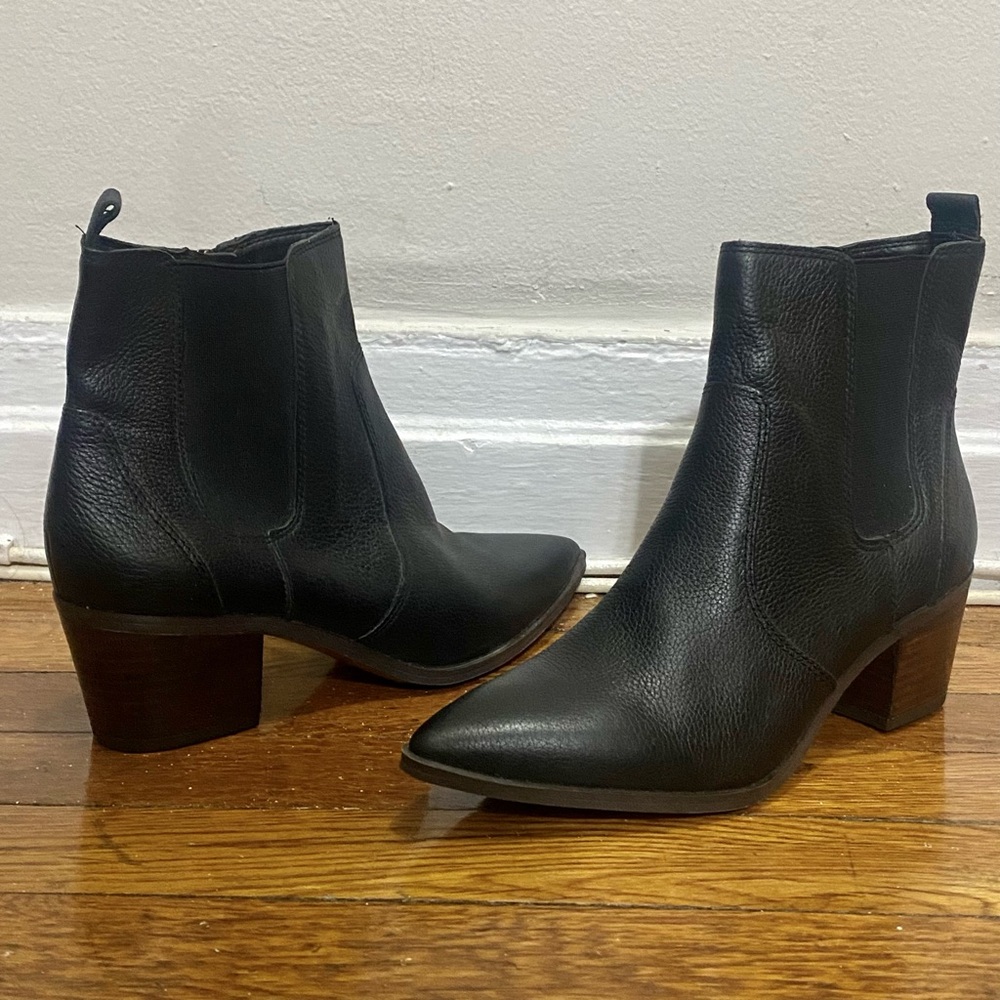 Franco Sarto Black Leather Ankle Boots